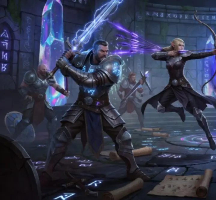 Dark fantasy battle scene from a competitive multiplayer fantasy strategy game