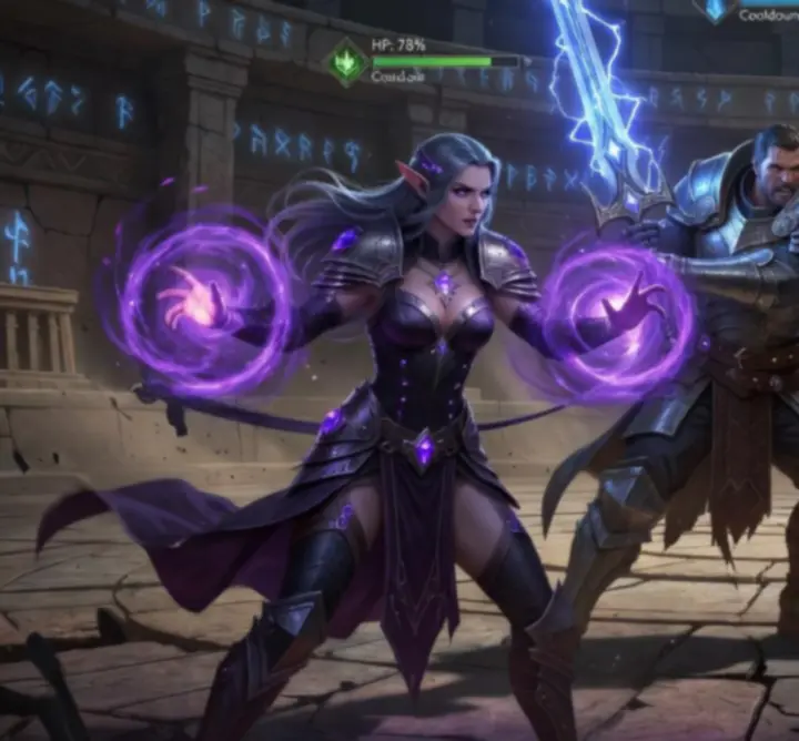 Dark fantasy heroes locked in an intense tactical battle scene