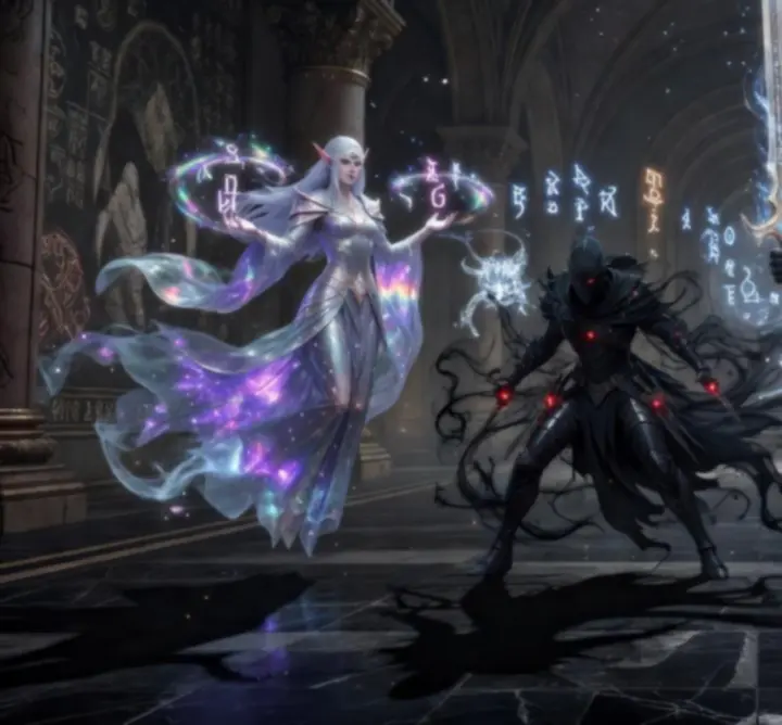 Showcase of legendary fantasy skins with glowing magical effects.